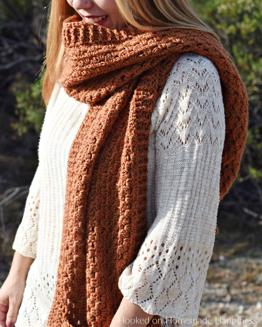 Persimmon Pocket Shawl Crochet Pattern
