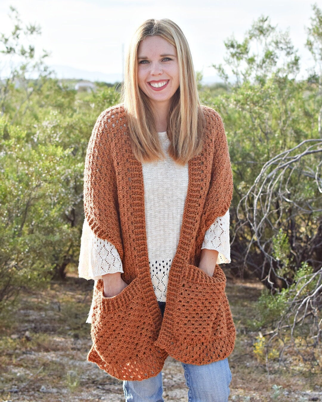 Persimmon Pocket Shawl Crochet Pattern
