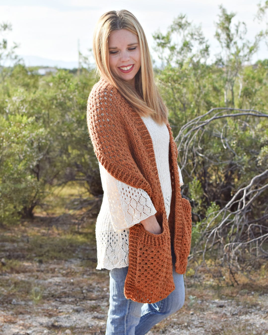 Persimmon Pocket Shawl Crochet Pattern