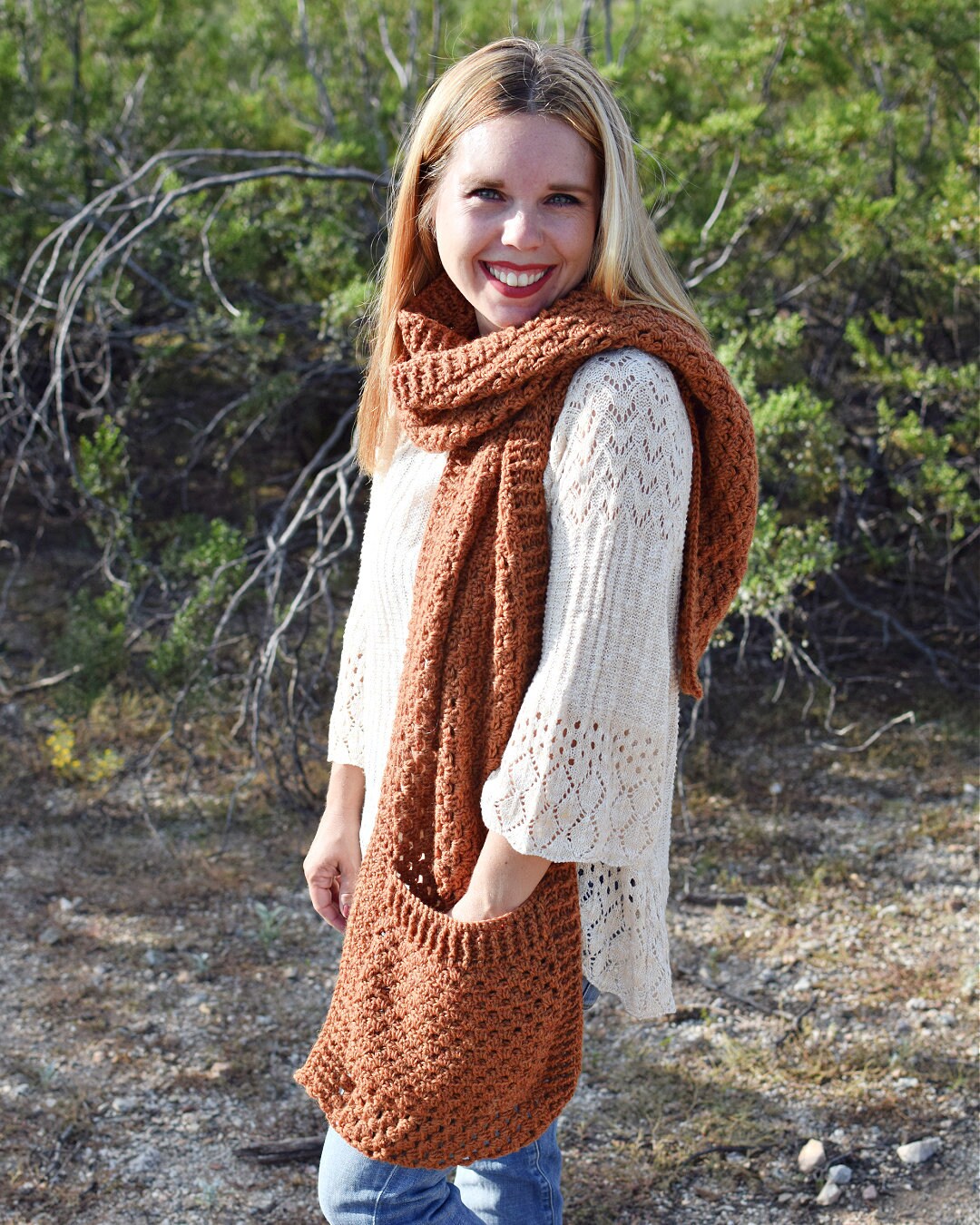 Persimmon Pocket Shawl Crochet Pattern