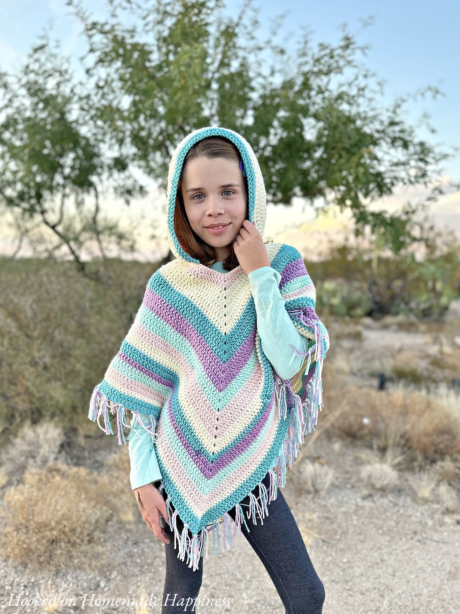 Kid's Hooded Poncho Crochet Pattern