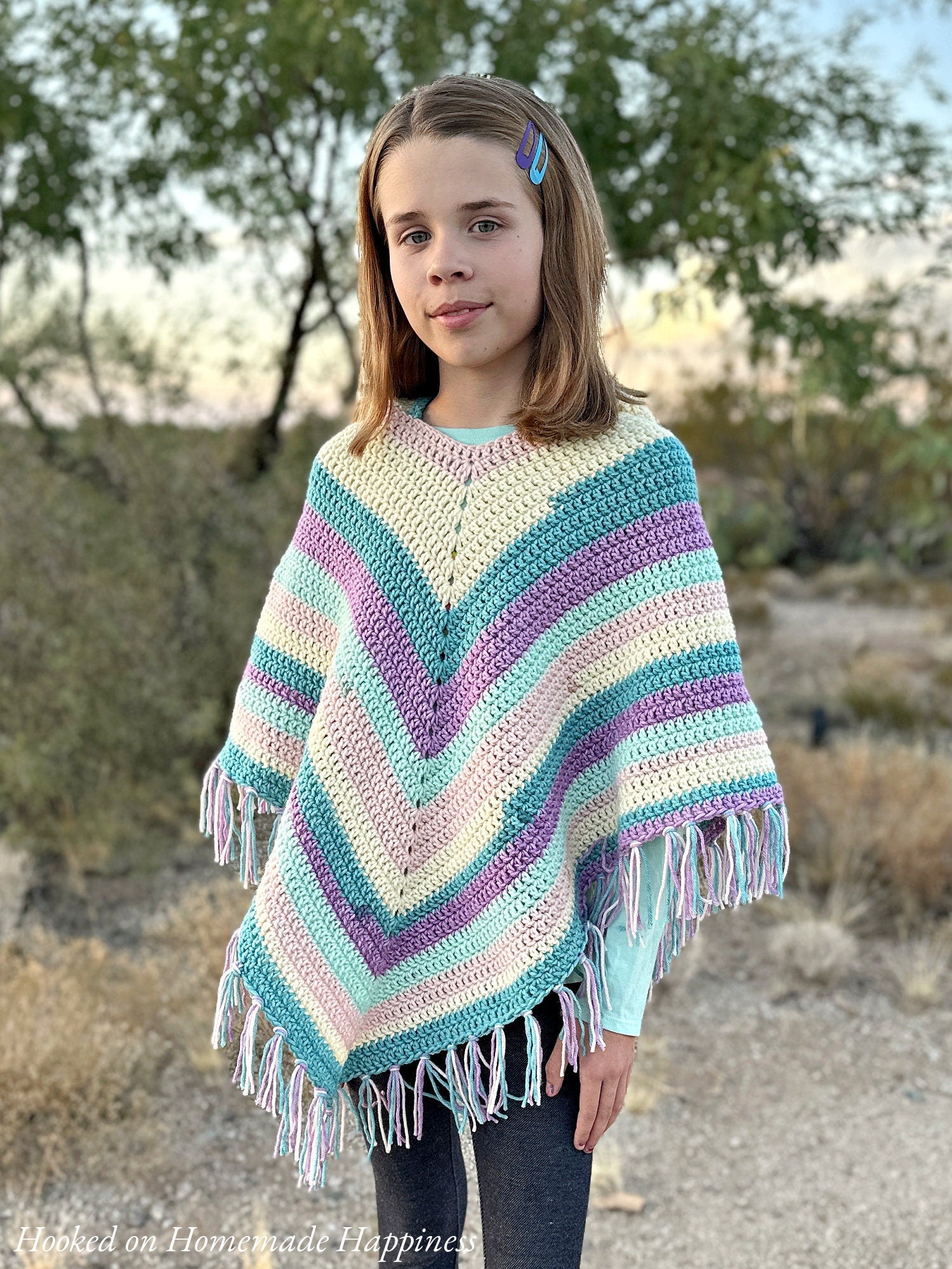 Kid's Hooded Poncho Crochet Pattern
