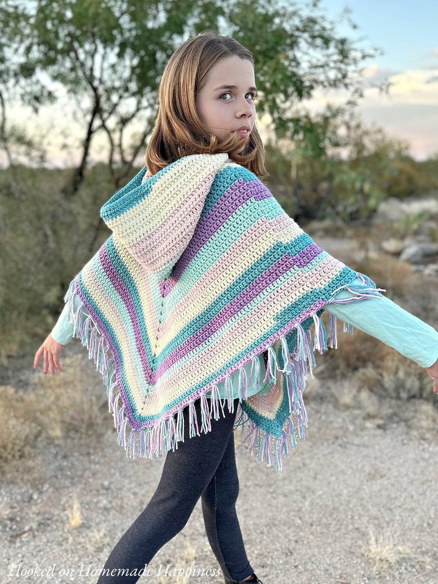 Kid's Hooded Poncho Crochet Pattern