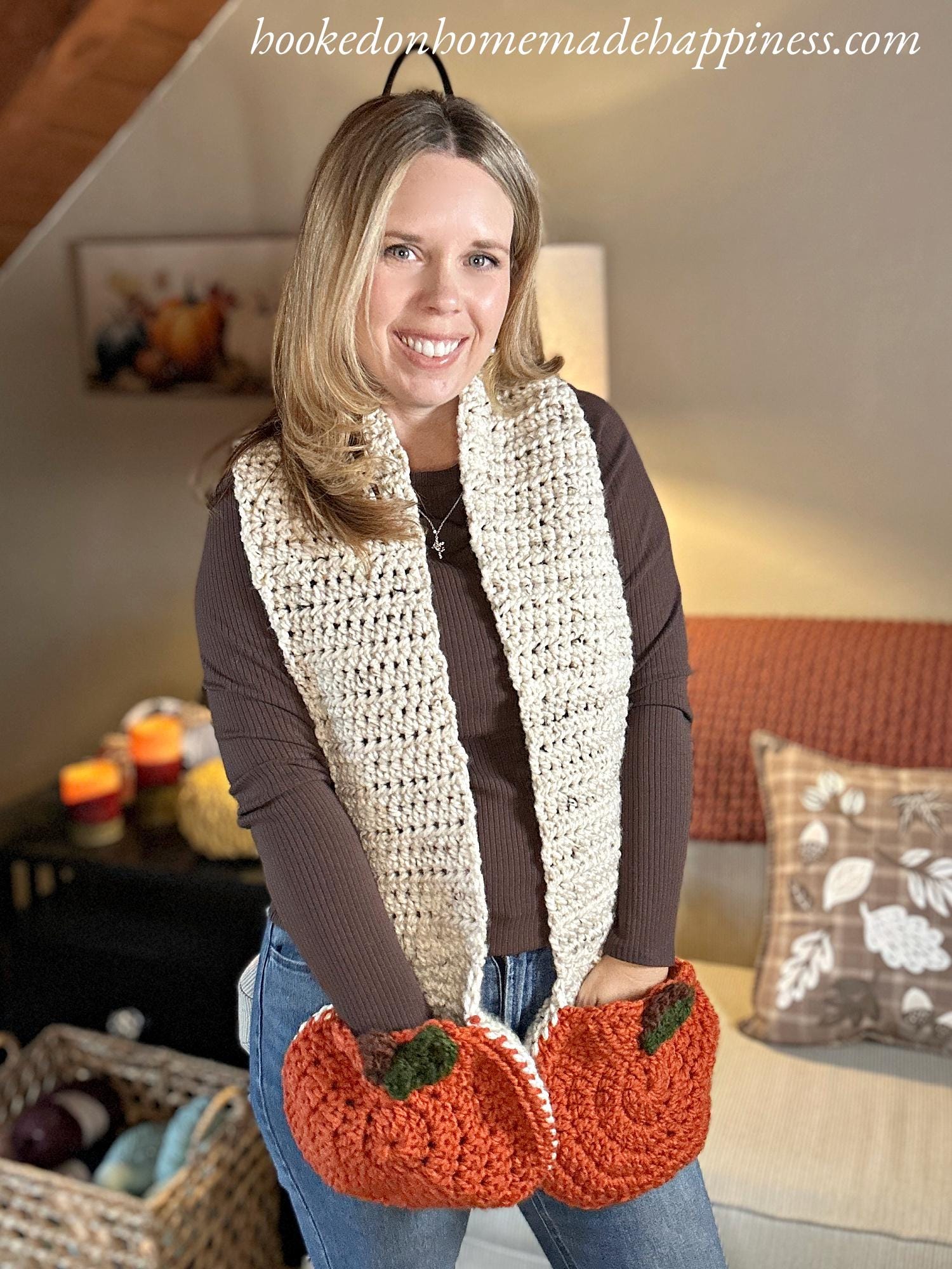 Pumpkin Pocket Scarf Crochet Pattern