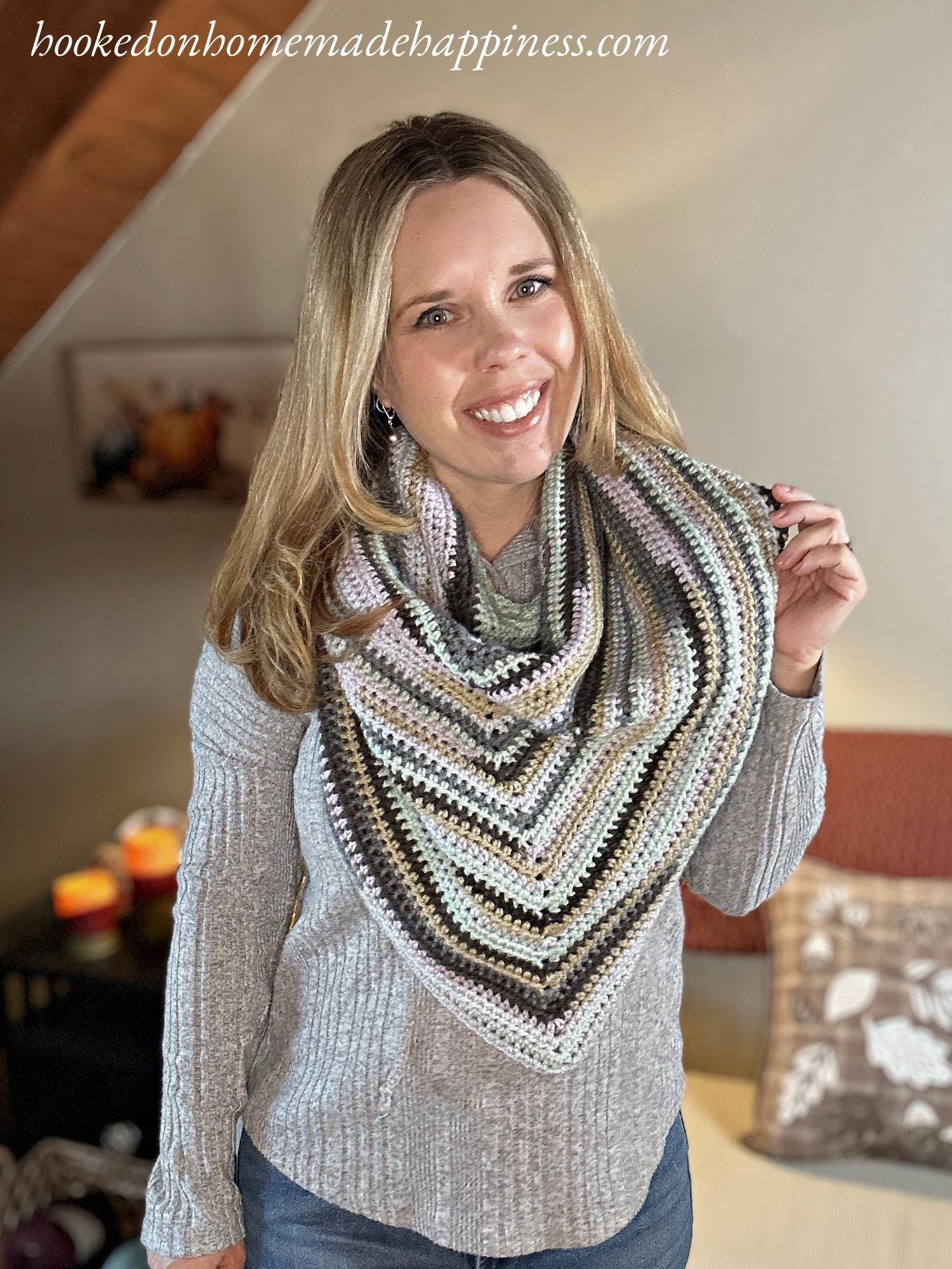 Easy All HDC Triangle Scarf Crochet Pattern