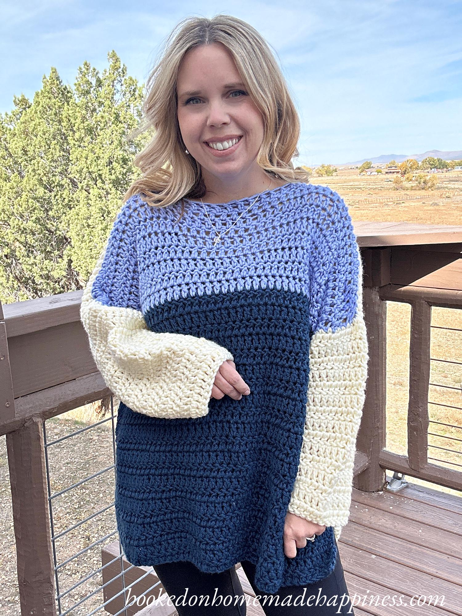 Oversized Color Block Crochet Sweater Pattern