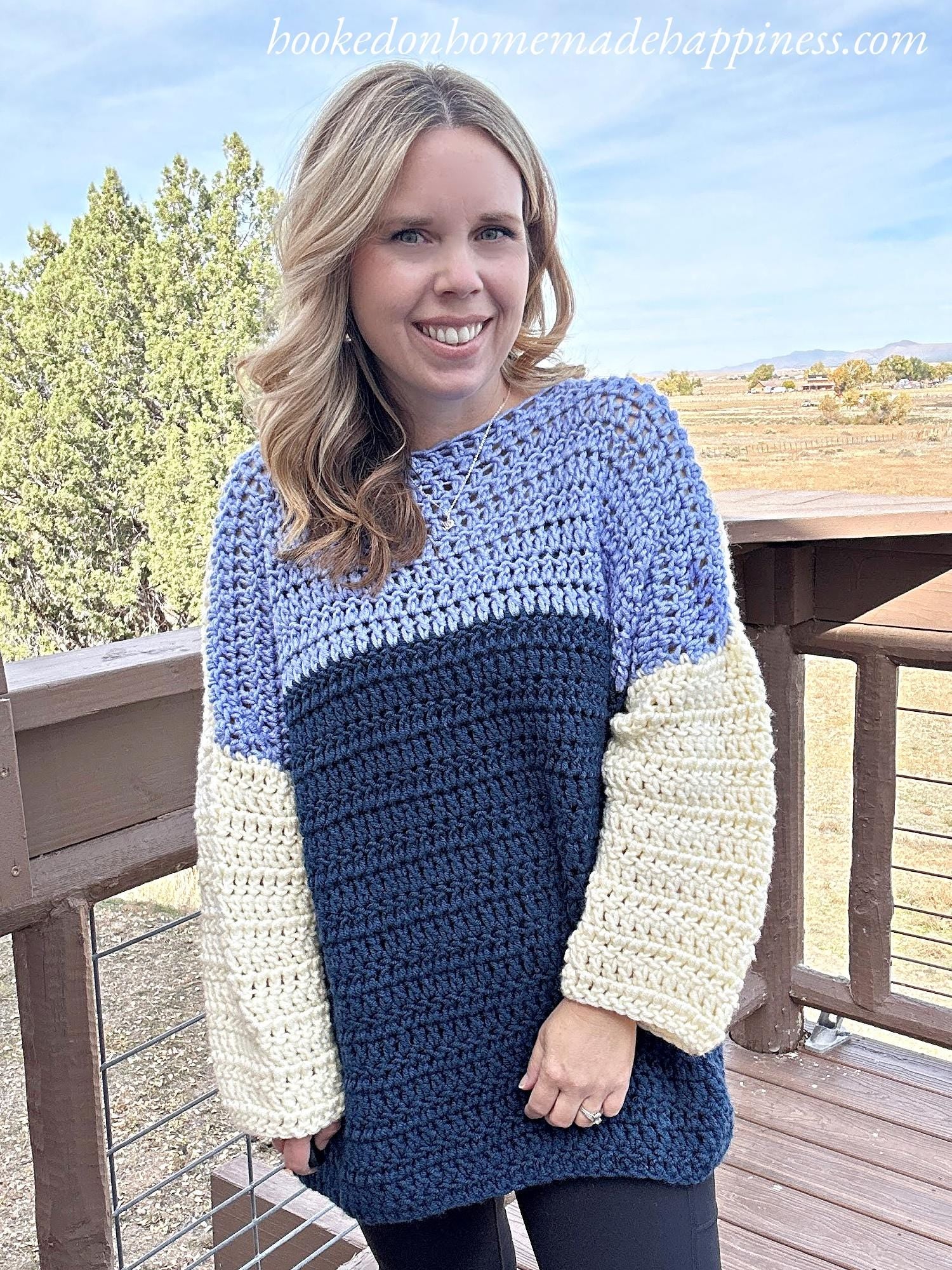 Oversized Color Block Crochet Sweater Pattern