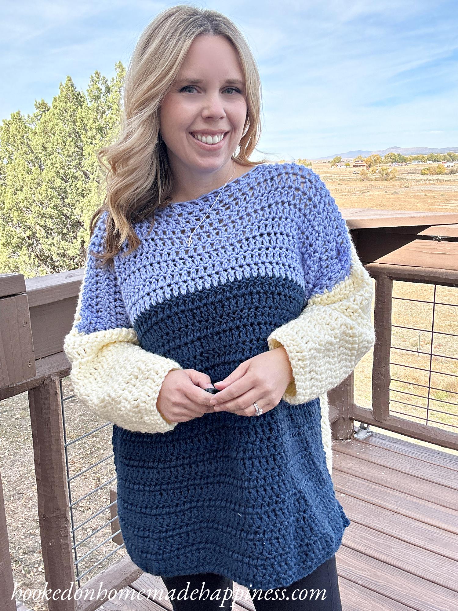 Oversized Color Block Crochet Sweater Pattern