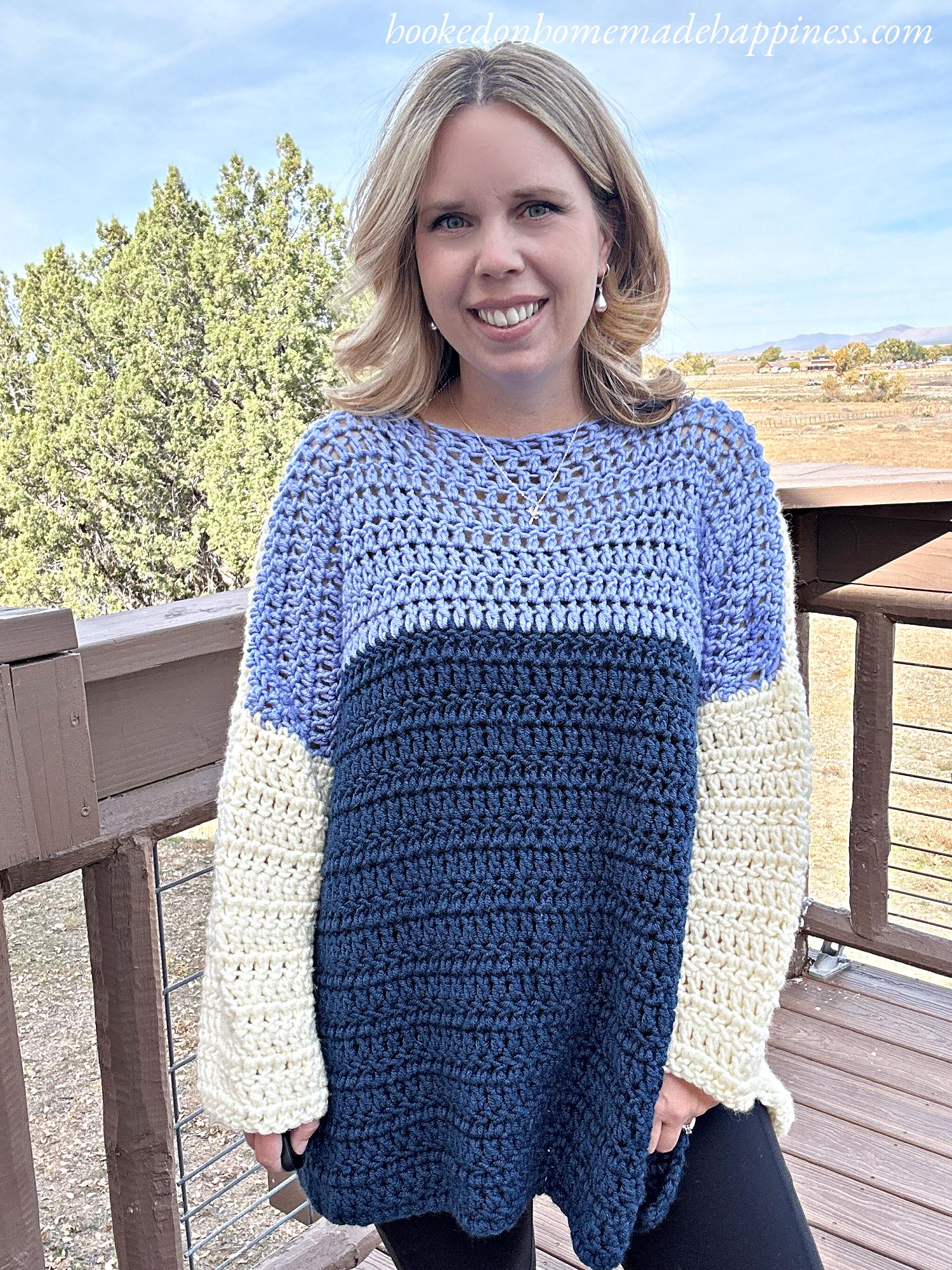 Oversized Color Block Crochet Sweater Pattern