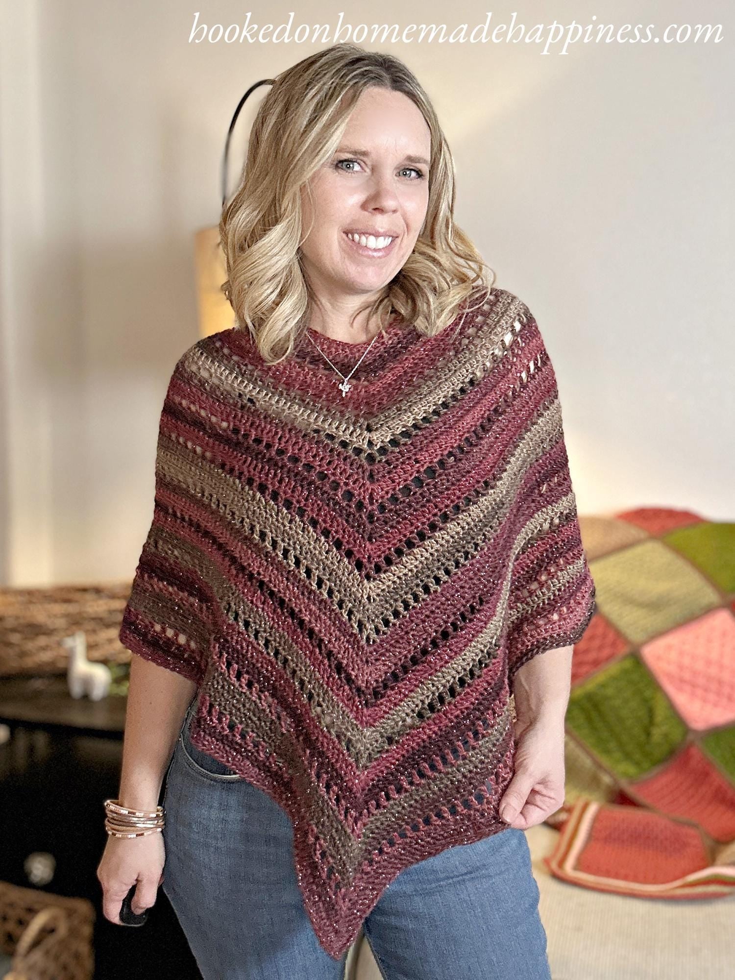 Simple Eyelet Poncho Crochet Pattern