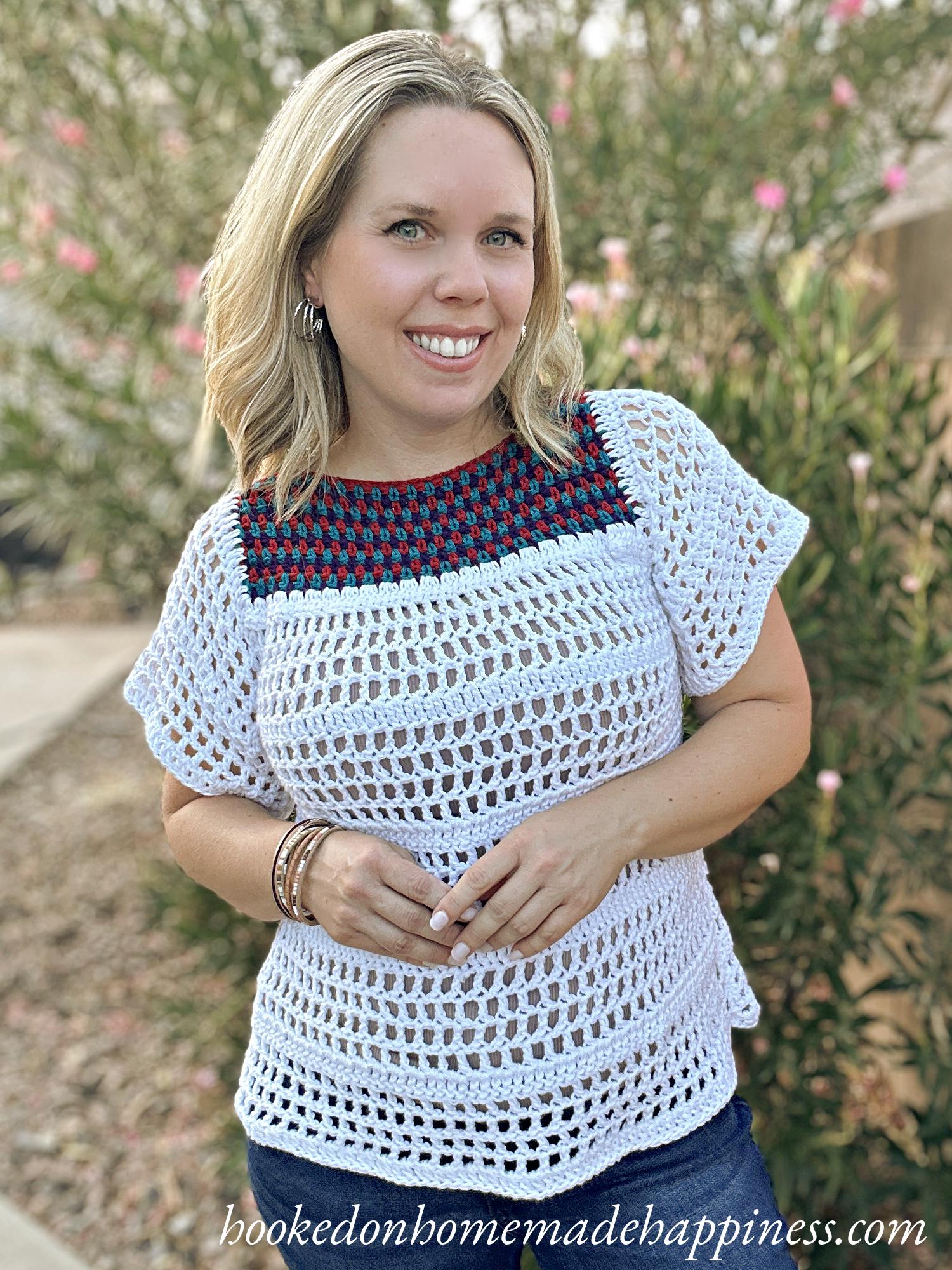 Simple Eyelet Blouse Crochet Pattern